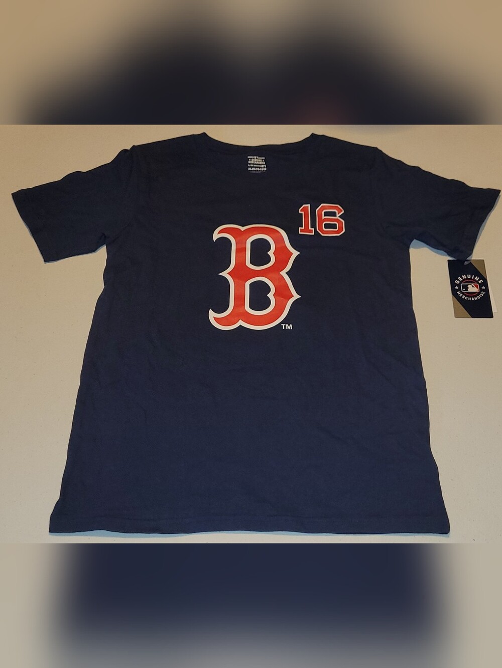 Boston Red Sox Navy Duran #16 Tee - Red And White Letters, 16/18